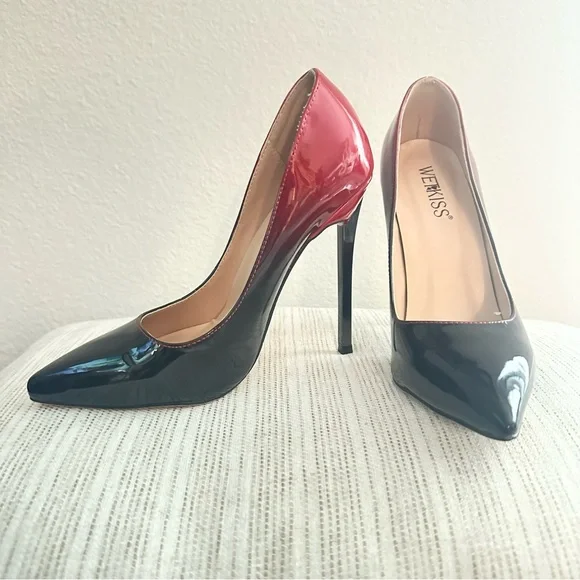 Ombre Black and Red Stiletto Heels - Picture 5 of 7